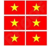 VIETNAM Socialist Republic Flag, Vietnamese 40mm (1,6") Mobile Cell Phone Vinyl Mini Stickers, Decals x6