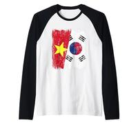 Vietnam South Korea Half Flag Vietnamese South Korean Jersey Raglan Baseball Tee