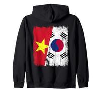 Vietnam South Korea Half Flag Vietnamese South Korean Jersey Zip Hoodie