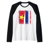Vietnam Thailand Half Flag Vietnamese Thai Roots Raglan Baseball Tee