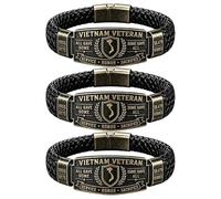 Vietnam Veteran Honor Bracelet, 1955-1975 Commemorative Braided Wristband, All Gave Some Some Gave All Metal Cuff Bangle, Military Memorial Keepsake Gift for Men Dad Grandpa (3PCS)