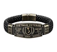 Vietnam Veteran Honor Bracelet, 1955-1975 Commemorative Braided Wristband, All Gave Some Some Gave All Metal Cuff Bangle, Military Memorial Keepsake Gift for Men Dad Grandpa (1PCS)