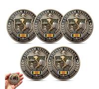 Vietnam Veteran Welcome Home Commemorative Coin, Never Forgotten Patriotic Metal Challenge Coin, Double Sided Military Tribute Token with Eagles, for Veterans Army Collectors (5pcs)