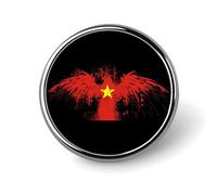 Vietnam Vietnamese Flag Round Metal Badge Lapel Pin,Stylish Patriotic Pattern Button Brooch Decorative Badges for Men Women