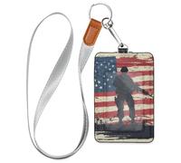 Vietnam War Veterans Day Army Soldier Leather Work id Badge Holder for Women with Lanyard and 3-Card Capacity Card Holders for Staffs Officers Students Doctors Employees