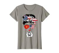 Vietnamese American Coffee Mom Girl Sis Aunt Vietnam US Flag T-Shirt