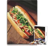 Vietnamese Banh Mi Sandwich 1000 Piece Jigsaw Puzzles for Adults Interactive Cognitive Skill Game Unique Memorable Present Idea Size 38x26cm