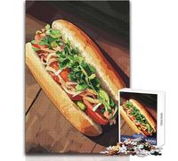 Vietnamese Banh Mi Sandwich 1000 Piece Jigsaw Puzzles for Adults Interactive Cognitive Skill Game Unique Memorable Present Idea Size 38x52cm