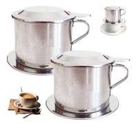 Vietnamese Coffee Dripper 2Pcs Set Stainless Steel Coffee Dripper Set Includes Lid, Tray, Filter, Vietnamese Coffee Maker with Handle, Slow Drip Coffee Maker, Vietnamese Coffee Filter, Coffee Drippe