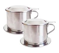 Vietnamese Coffee Dripper, 2Pcs Stainless Steel Coffee Dripper Set with Lid, Tray, Filter, Vietnamese Coffee Maker with Handle, Slow Drip Coffee Maker, Vietnamese Coffee Filter, Coffee Drippe