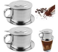 Vietnamese Coffee Dripper, Vietnamese Coffee Filter Professional 2Pcs Stainless Steel Washable Reusable Cafe Accessories