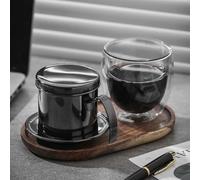 Vietnamese Coffee Filter Drip with Rotating Pressure Plate and High Density Mesh Made from 304 Stainless Steel (Black)