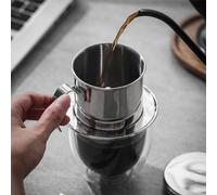Vietnamese Coffee Filter Moka Pot with Stainless Steel Dripper for Rich Coffee Extraction (Black)