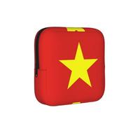Vietnamese Flag American Flag Compact Sanitary Napkin Storage Bag for Women - Portable and Stylish with Zipper for Daily Carry