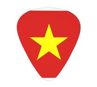 Vietnamese flag Guitar Picks 12 Pack Assorted Thickness-0.46mm 0.71mm 0.96mm Thin Medium Heavy Picks for Acoustic Electric Guitar Ukulele