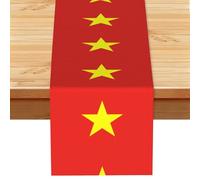 Vietnamese flag Linen Look Table Runner 13x72-Wrinkle Resistant Farmhouse Style for Dining Table Decor