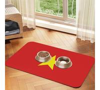 Vietnamese Flag Pet Feeding Mat Dog Cat Eating Food Absorbent Leather Tablecloth for and Water Bowl Waterproof No Stains Quick Dry Non-Slip 17.72 * 11.8IN