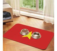 Vietnamese Flag Pet Feeding Mat-Waterproof & Non-Slip Dog and Cat Food Mat-No Stains Quick Dry Dog Water Dispenser Mat
