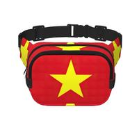 Vietnamese flag print Fanny Pack Waist Packs with Extender for Men Women, Waist Bag Hip Pack with Zipper Pockets, Black, One Size
