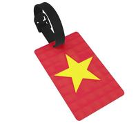 Vietnamese Flag Print Luggage Tags with Detachable Wristband, Travel Bag Tags, Easy to Identify