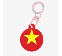 Vietnamese Flag Print Round Acrylic Pet Tag, Dog Neck Pendant Tags for Pets Circular Dog Cat Collar Name Tags