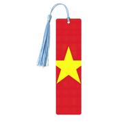 Vietnamese Flag Print Wood Bookmark for Women Men,with Tassels Reading Bookmarks for Book Lovers,Gifts