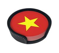 Vietnamese flag Six-piece coaster set, home decor protectors, suitable for all kinds of cups and coffee mugs.