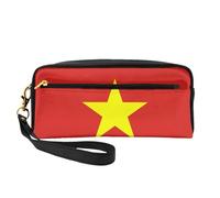 Vietnamese Flag Small Makeup Bag, Double Sided Pencil CasePU Leather Pouch