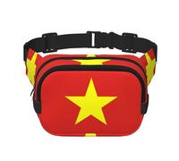 Vietnamese Flag Square Double-Layer Waist Bag for Outdoor Activities Such as Sports, Travel, Hiking, Cycling