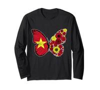 Vietnamese Girls Roots Vietnam Flag Pride Heritage Butterfly Long Sleeve T-Shirt