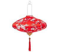 Vietnamese Lantern Retro Floral Pattern Silk Lantern Traditional Chinese Hanging Lantern for Restaurant,Christmas,Home,Garden(Rojo,12inch)