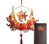 Vietnamese Lunar New Year Decoration - Glowing Front Door Wreath Spring Festival Decor | Red Golden Decorative Ornaments New Year Decor For Living Room Porch