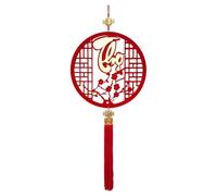 Vietnamese Lunar New Year Decoration | New Year Red Knot Tassel Ornaments | Wood and Velvet Year of The Snake Pendants | Spring Wall Ornaments for Asian Lunar New Year Home Decor