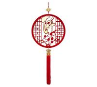Vietnamese Lunar New Year Decoration | New Year Red Knot Tassel Ornaments | Wood and Velvet Year of The Snake Pendants | Spring Wall Ornaments for Asian Lunar New Year Home Decor