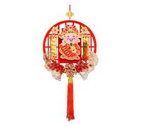 Vietnamese Lunar New Year Decoration | New Year Red Knot Tassel Ornaments | Year of The Snake Electric God of Wealth Shaking Head Pendants | Spring Wall Ornaments for Asian Lunar New Year Home Decor