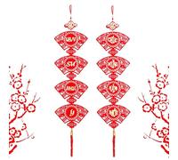 Vietnamese New Year Couplets | Tassel Knot Couplets Lunar New Year Decoration | Vietnamese Couplets Decor, Red Couplets for New Year Decorations
