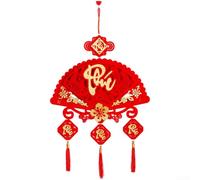 Vietnamese New Year Decorations, 44x72cm Flannel Fan-Shaped Hanging Ornament with Five Blessings Motif, Festive Home Décor for Spring Festival and Family Celebrations(Blessing)