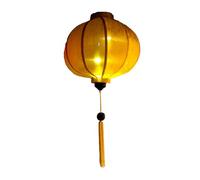 Vietnamese Oriental Silk Bamboo Handcrafted Lantern Lamp Chinese Yellow 14'' M V2
