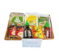 Vietnamese Pho Noodle Gift Hamper with Chicken & Beef Pho Broth, Rice Noodles, Hoisin, Sriracha, Coffee & Pineapple Cakes | Asian Food Gift Basket