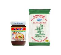 Vietnamese Pho Noodle Soup Kit Set of 2 - Rice Stick Noodles & Beef Flavour Pho Soup Base - Easy Pho Cooking Kit