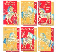 Vietnamese Red Envelopes Chinese Asia Lunar New Year Decorations Lucky Money Envelope Pocket Year of the Horse 2026 Li Xi for Cash 30Pcs Red & 30Pcs Gold