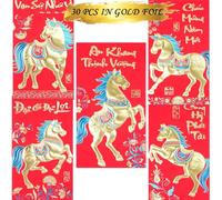 Vietnamese Red Envelopes Chinese Asia Lunar New Year Decorations Lucky Money Envelope Pocket Year of the Horse 2026 Li Xi for Cash 30 Pcs Red