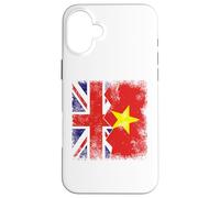 Vietnamese Roots | Half British Flags | UK Vietnam Vintage Case for iPhone 16 Plus