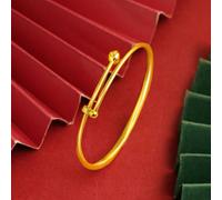 Vietnamese sand gold For Women's bracelet constructed from electroplated copper alloy with four leaf clover charm and push pull adjustability (V)