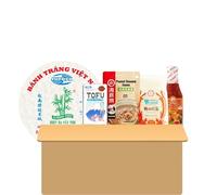 Vietnamese Spring Roll Kit Set - DIY Fresh Roll Meal Kit with Rice Paper, Vermicelli, Sweet Chili Sauce, Peanut Paste & Tofu - 5-Piece Bundle