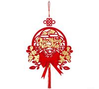 Vietnamese Tet Hanging Ornament Flocked Fabric Red Gold(A)