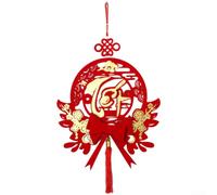Vietnamese Tet Hanging Ornament Flocked Fabric Red Gold(C)