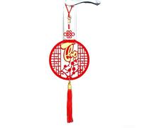 Vietnamese Tet Wooden Pendant Red Flannel Ornament 15x46cm(D)