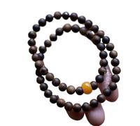 Vietnamese White Agarwood Bracelet Double-Circle Round Beads 6mm Yellow Jadeite Peace Knot Chinese-Style Cultural Beads