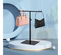 Vietrey Purse Display Stand T Shaped Metal Adjustable Handbag Rack Double Hook Holder Necklace Organizer for Home Boutique Store - Black